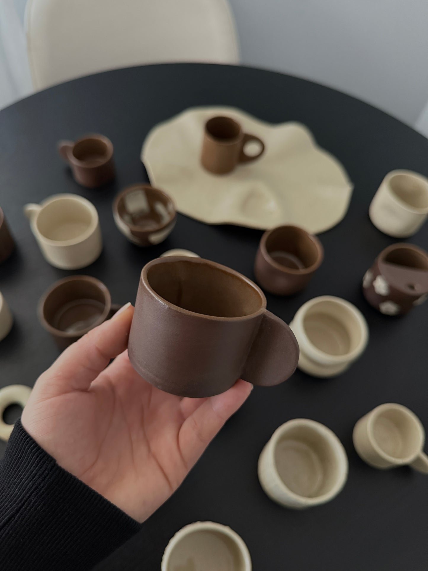 El yapımı stoneware espresso/türk kahvesi fincanı