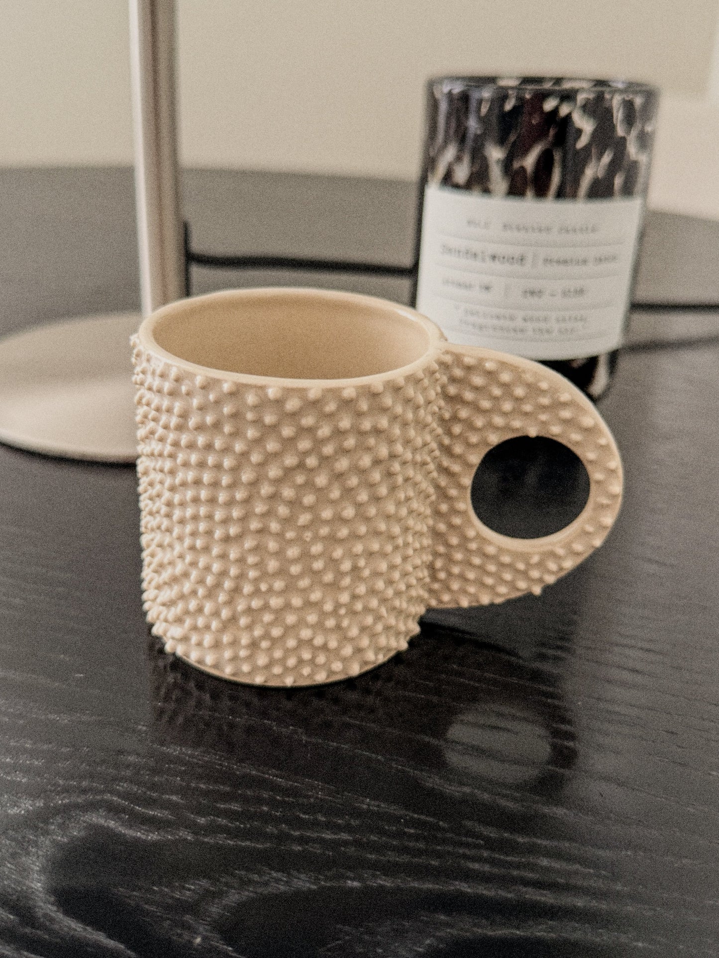 El yapımı Stoneware Duble Türk kahvesi Fincanı noktalı