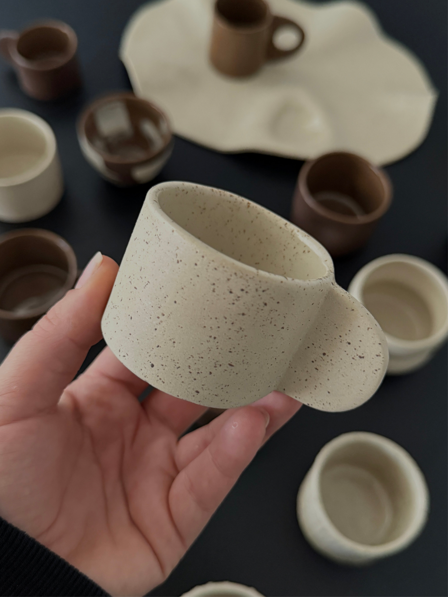 El yapımı stoneware espresso/türk kahvesi fincanı