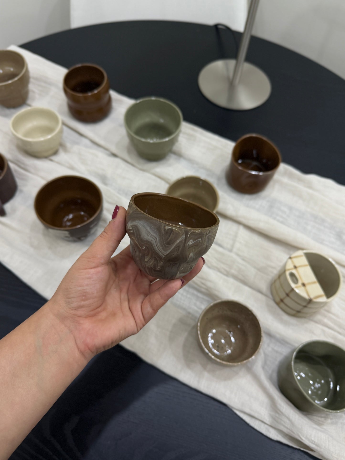 El yapımı Stoneware mini Mermer Fincan