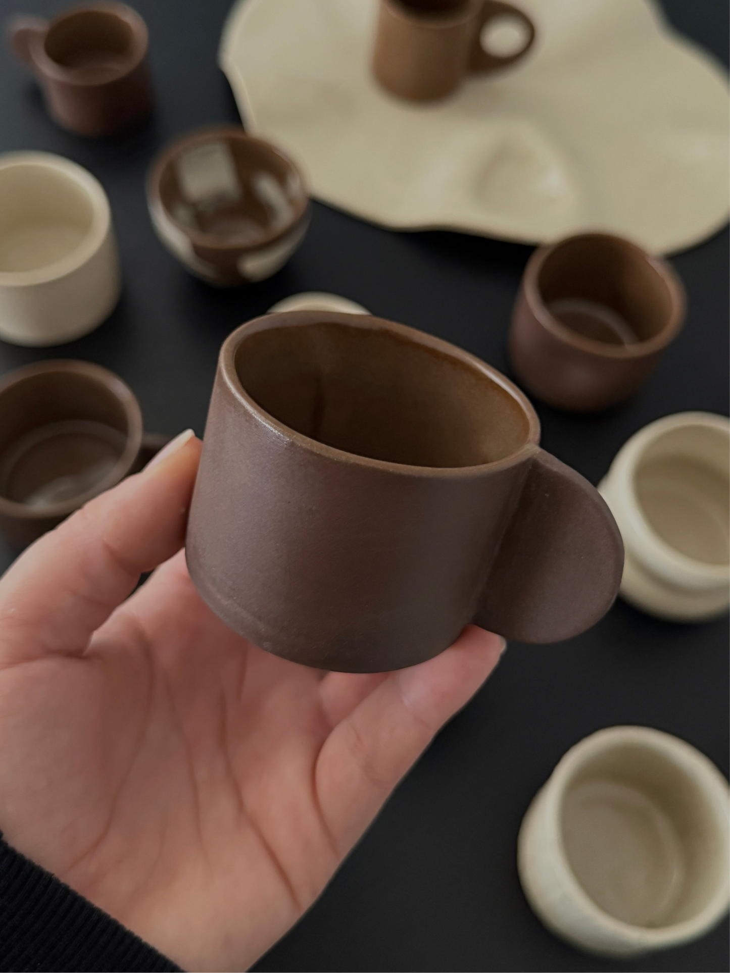 El yapımı stoneware espresso/türk kahvesi fincanı