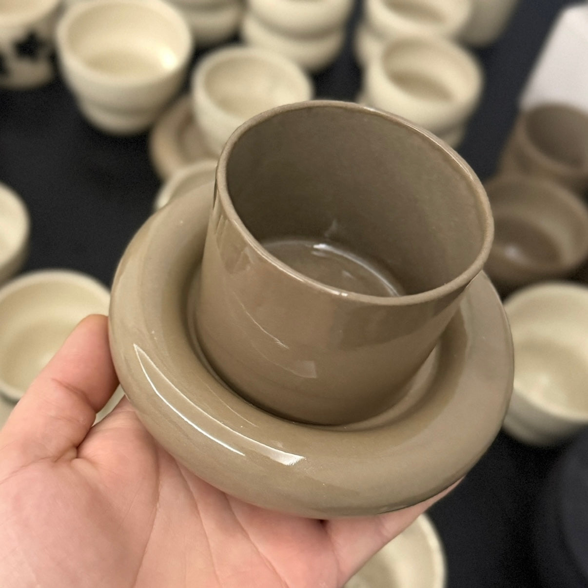 El yapımı Stoneware mini donut tabak