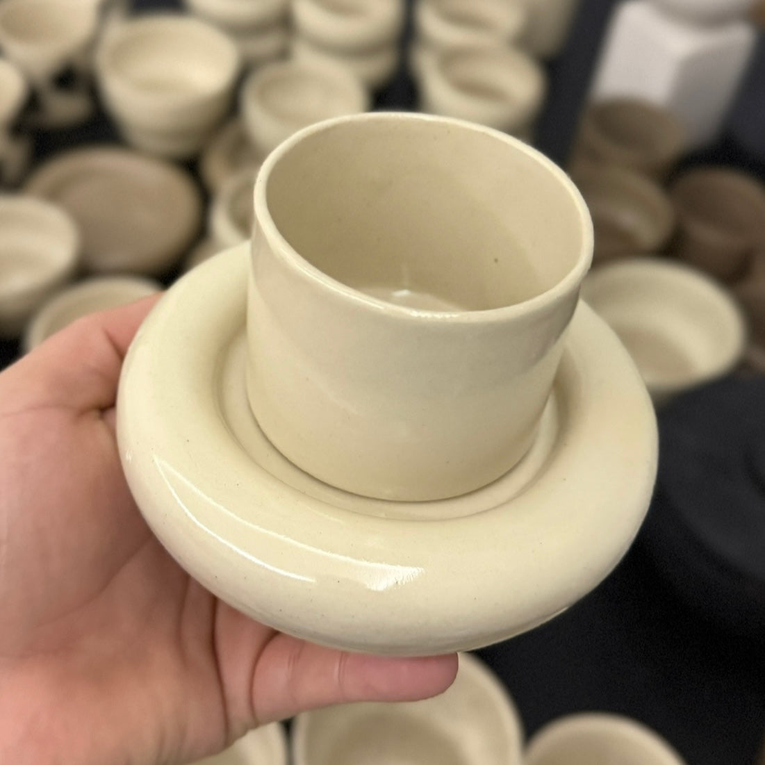 El yapımı Stoneware mini donut tabak