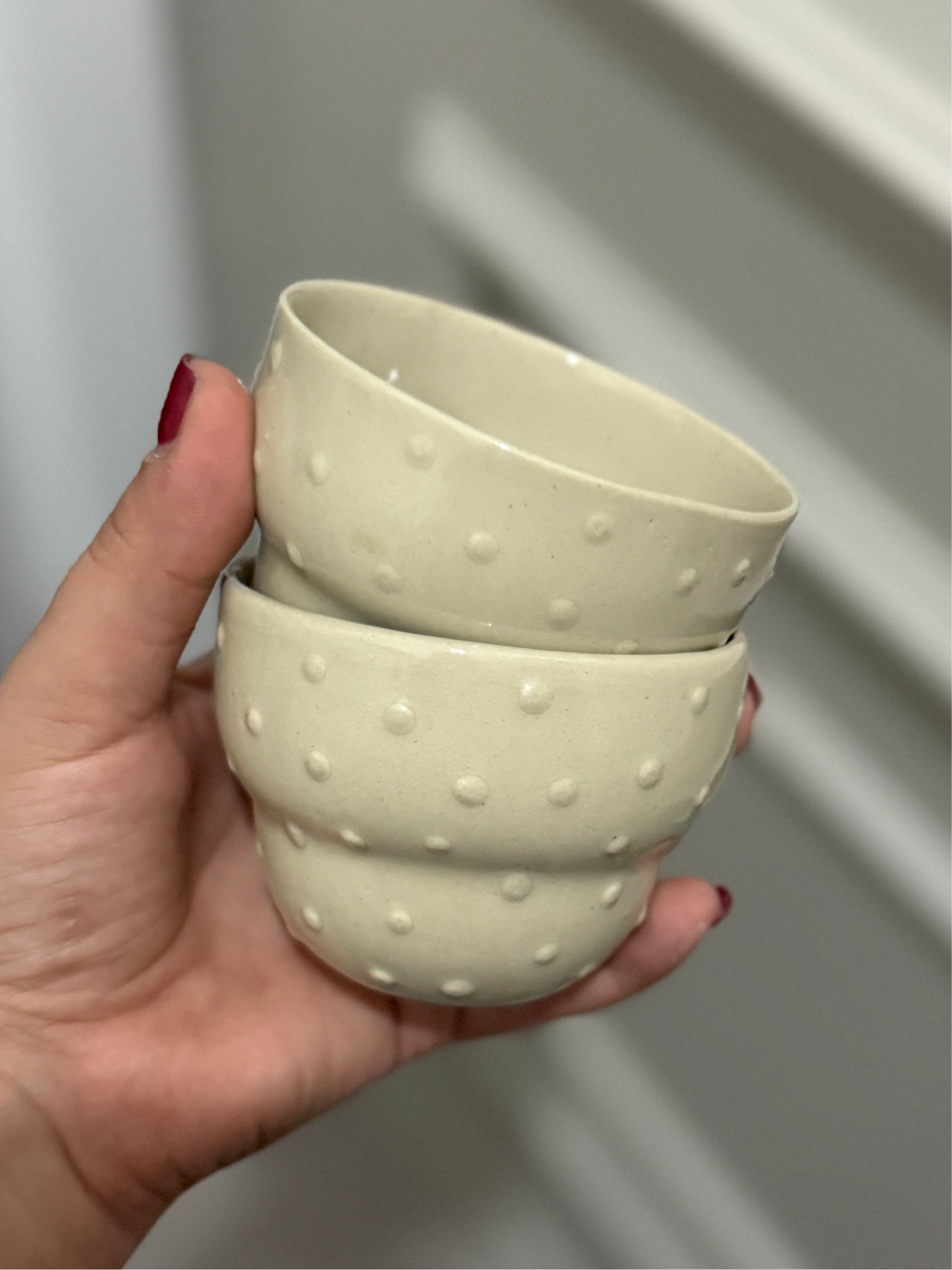 El yapımı Stoneware mini noktalı Fincan