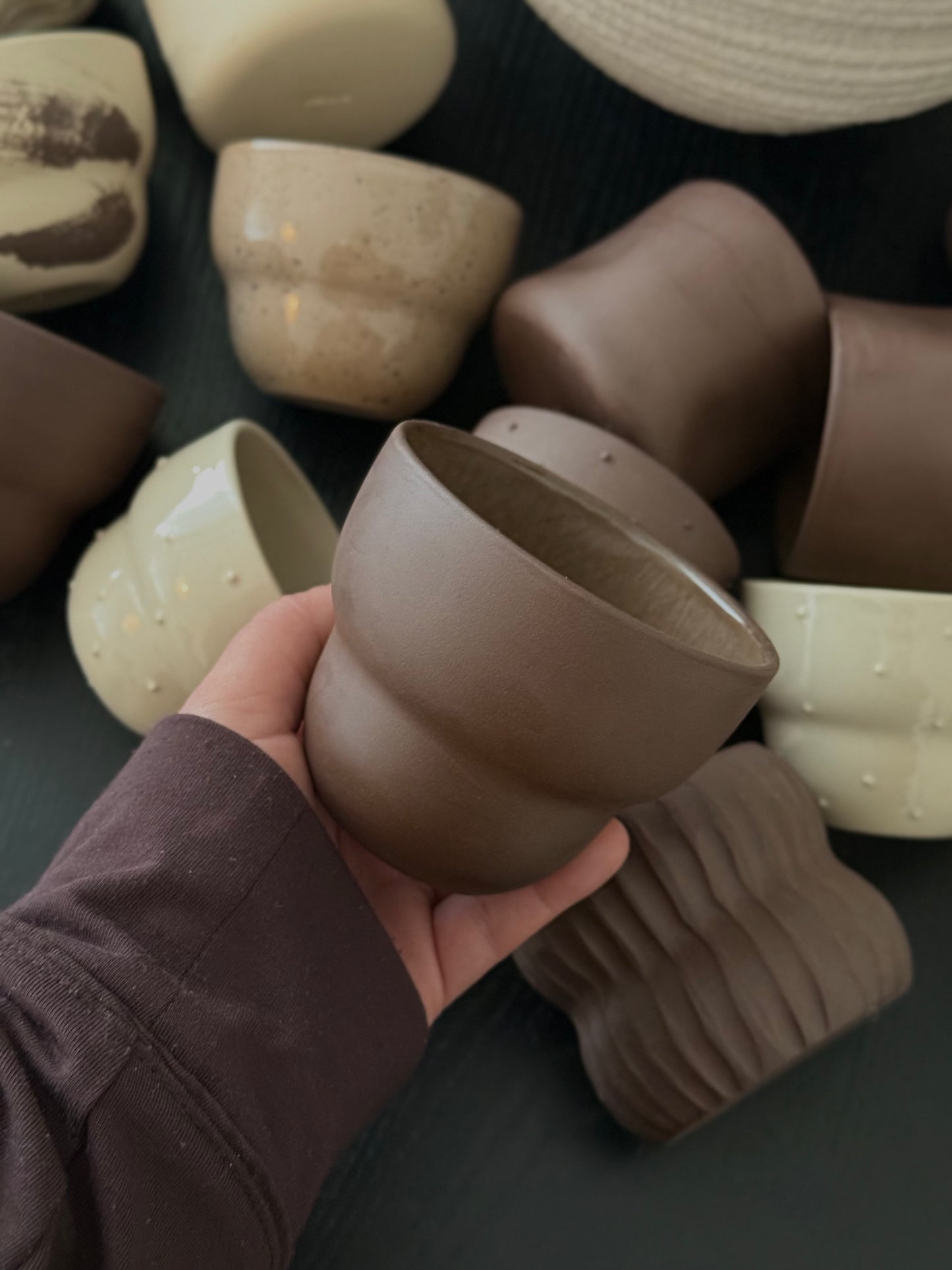 El yapımı Stoneware Boğumlu Kupa